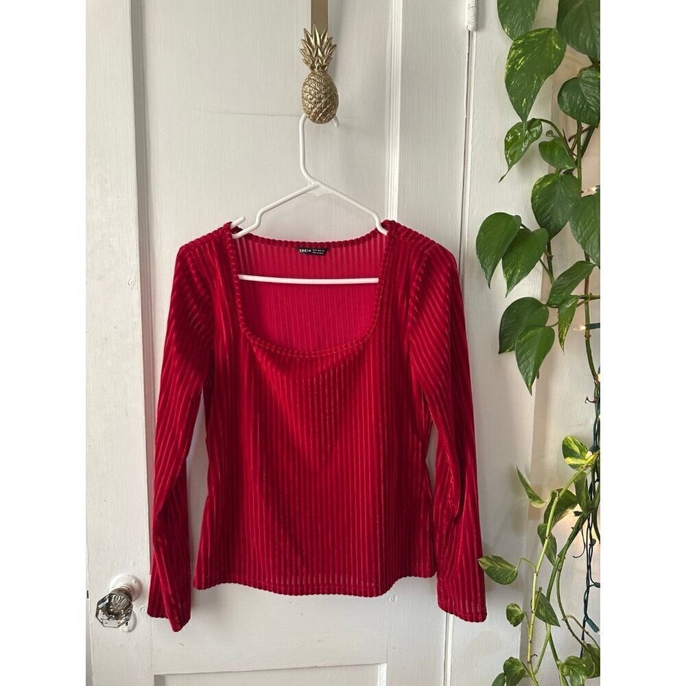SHEIN women’s size medium red long sleeve blouse